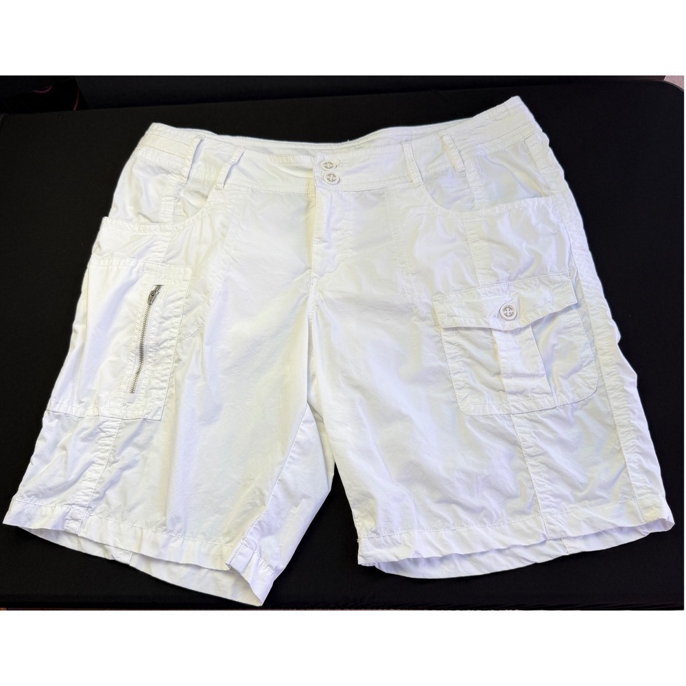 Calvin Klein White Cotton Cargo Shorts Large L Quick Dry Utility Gorpcore Hiking
